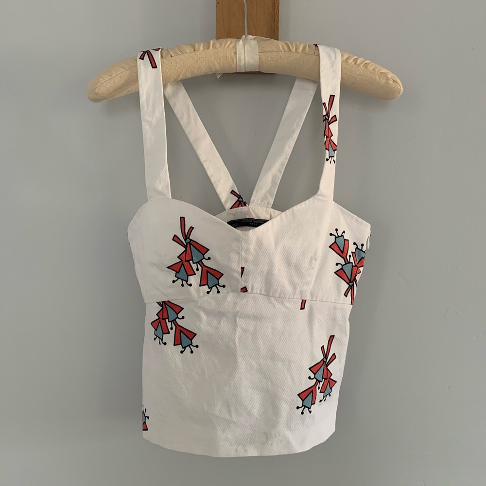 Zara Trafaluc Geometric Pattern Crop Tank Top